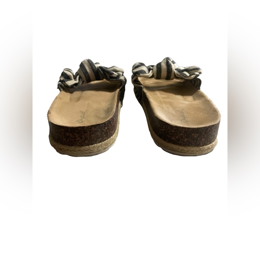 Qupid Espadrilles Stripped Bow Slide Sandals 9 - Picture 6 of 7